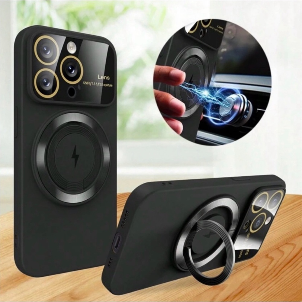 IPhone Case Silicone with Magnetic Ring New for  14 Pro Max Black